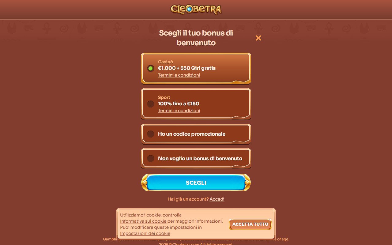 Screenshot del sito Cleobetra