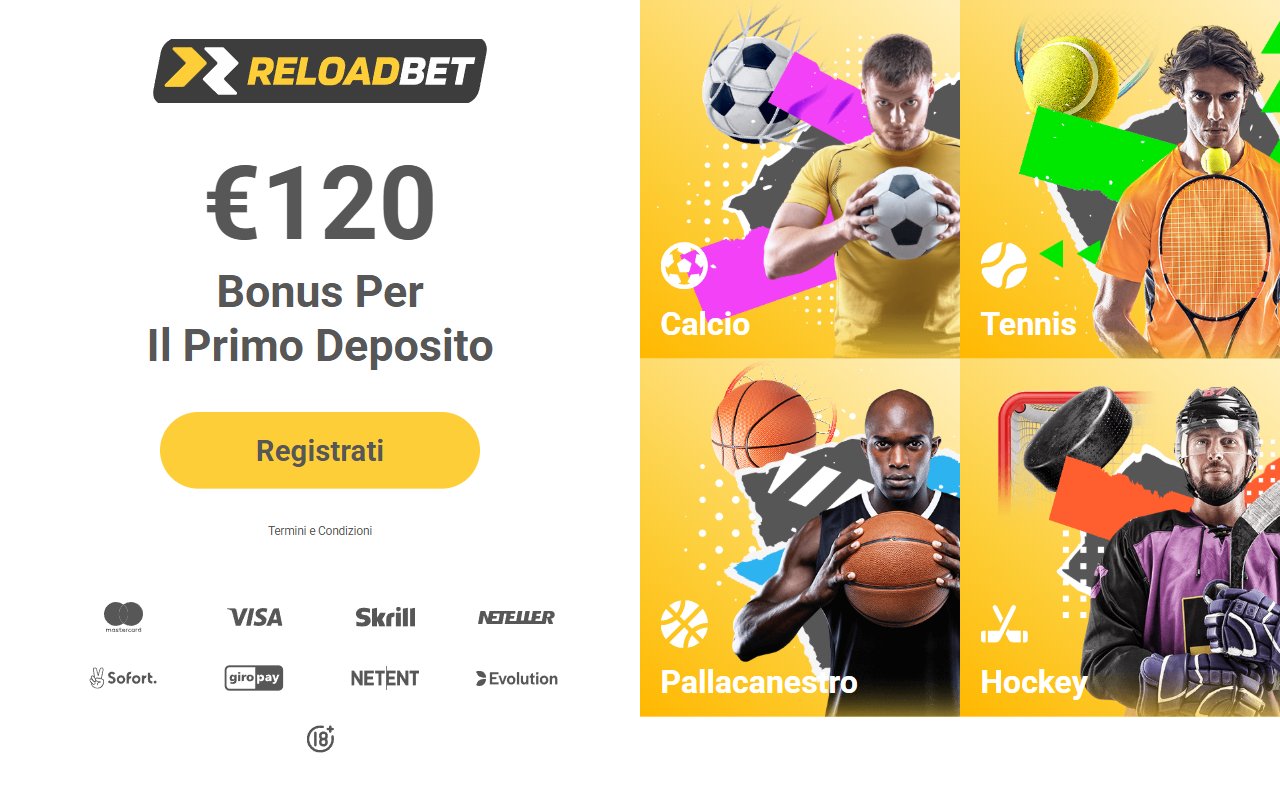 Screenshot del sito ReloadBet